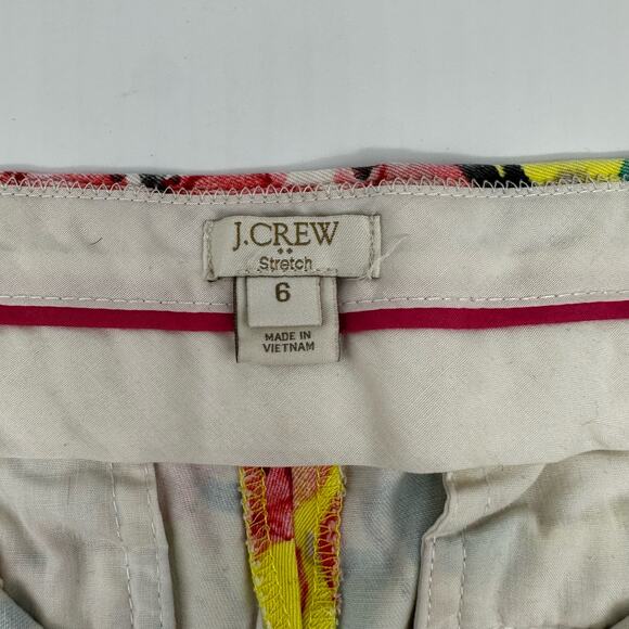 J Crew Yellow & Pink Floral Stretch Chino Shorts Womens Size 6 Bright Peony - Picture 11 of 12